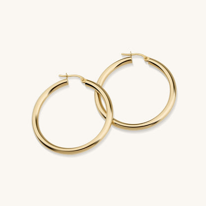 Midi Domed Hoop Gold Earrings