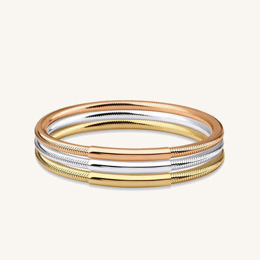 3-Piece Thin Plate Flex Gold Bracelet