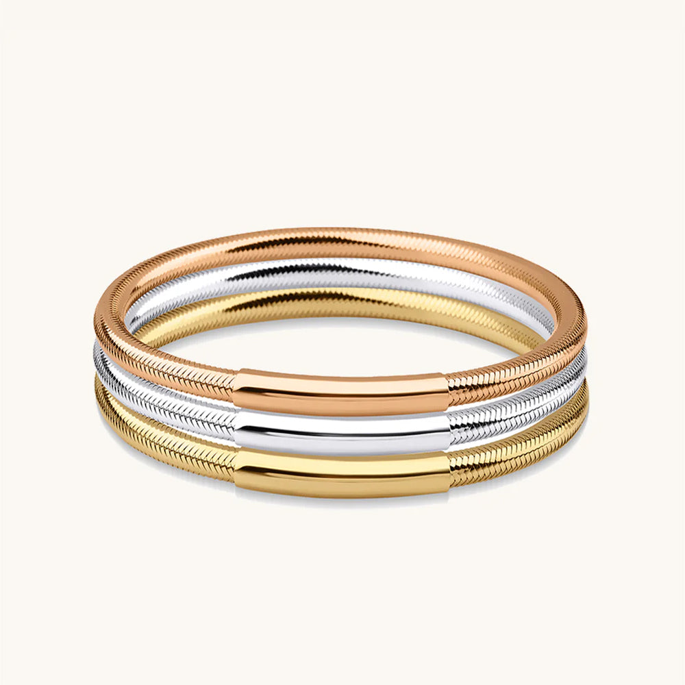 3-Piece Thick Plate Flex Gold Bracelet