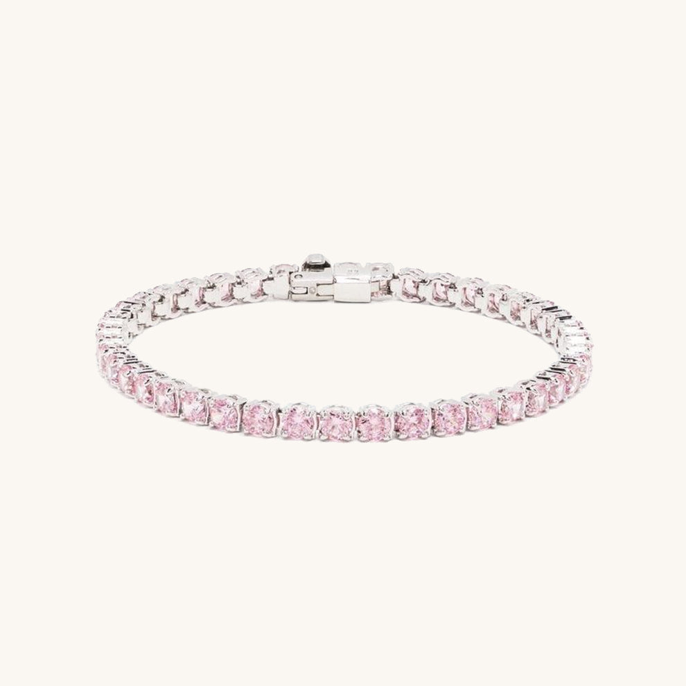 5ct Pembe Topaz Pırlanta Suyolu Bileklik