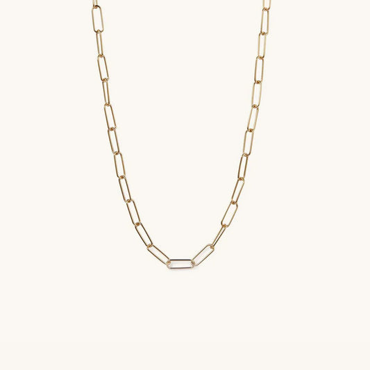 Paperclip Chain Gold Necklace