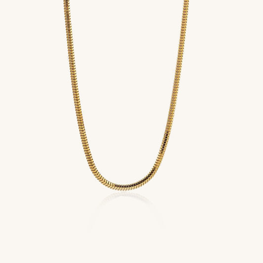 2mm Herringbone Gold Chain Necklace