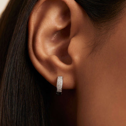 Bold Diamond White Hoop Earrings