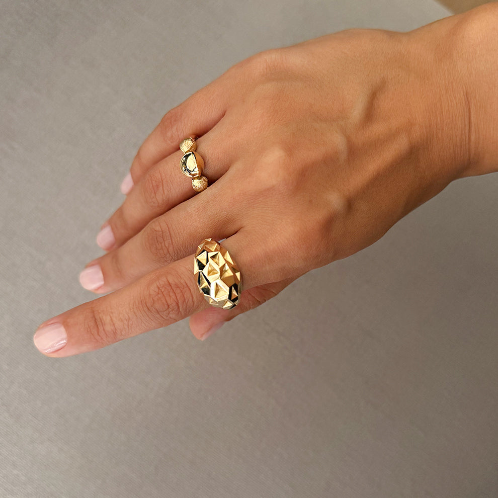 Double Textured Gold Ring