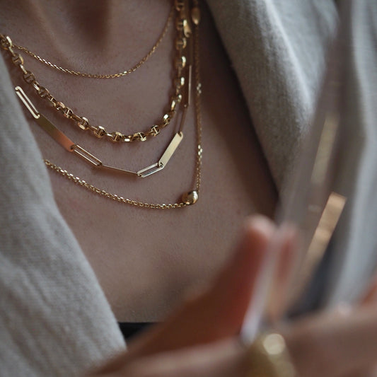 Thin Paperclip Chain Gold Necklace