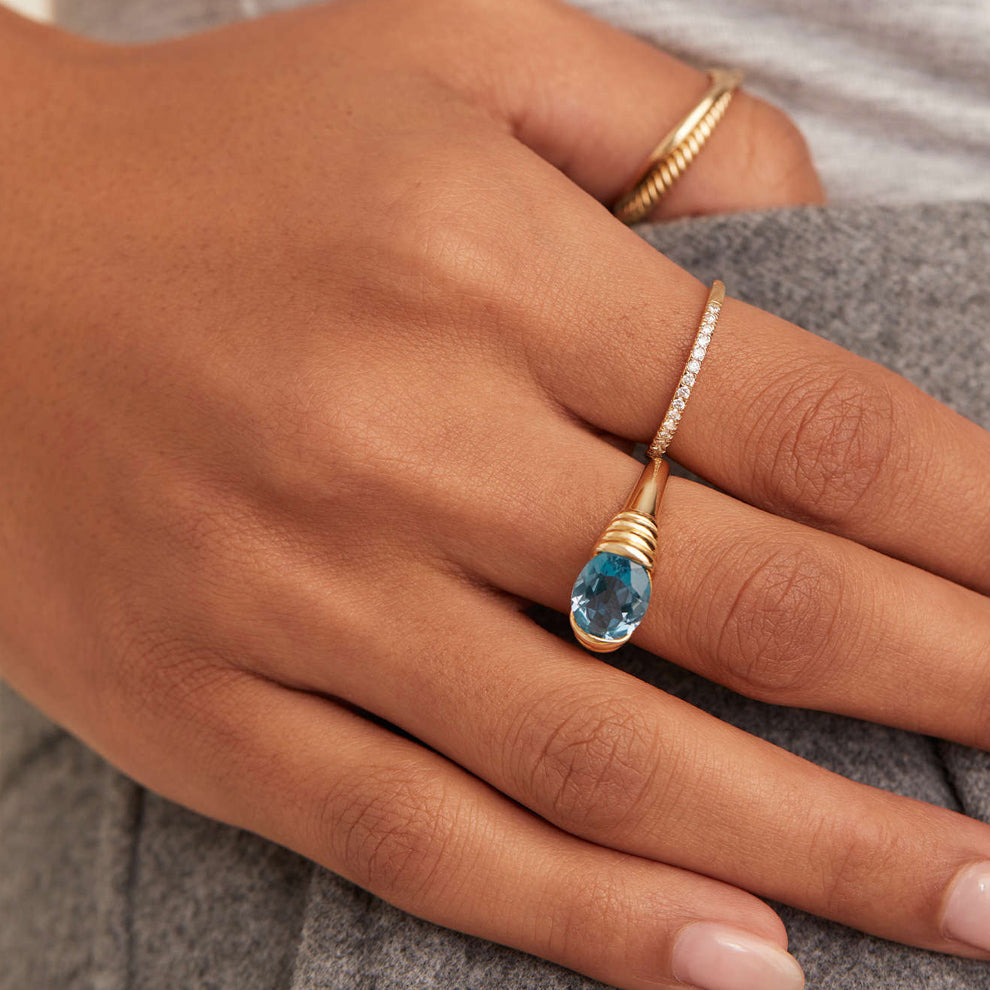 Blue Topaz Gold Ring