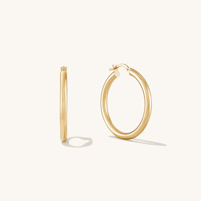 Midi Domed Hoop Gold Earrings