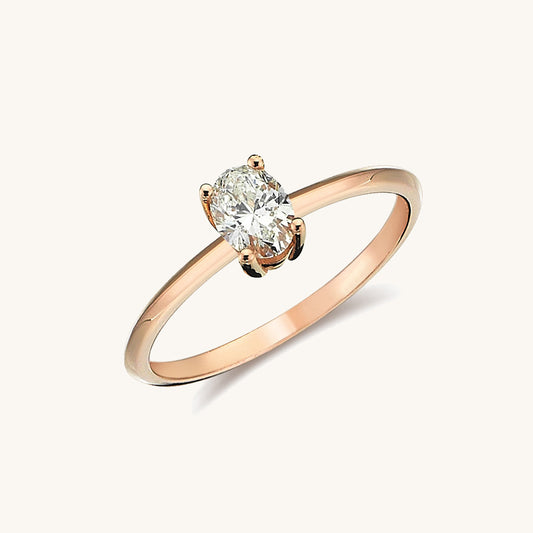 Oval Diamond Solitaire Ring