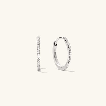 Diamond Medium Hoop Earrings