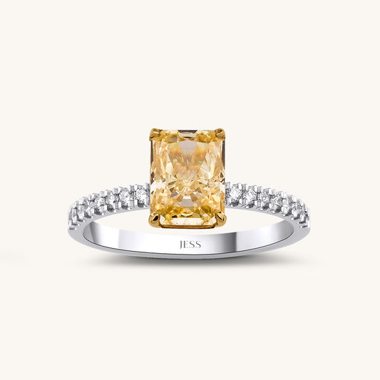 Yellow Topaz Diamond Ring