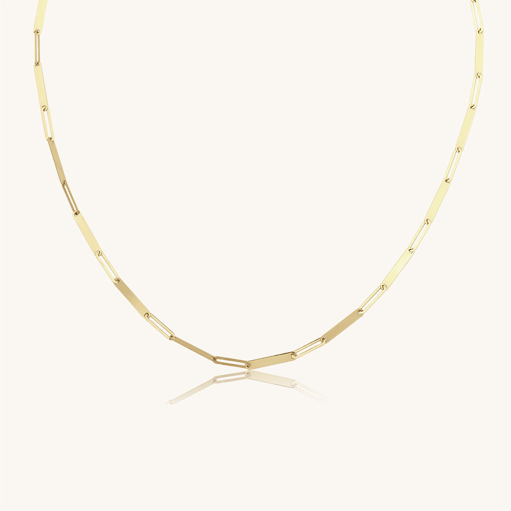 Thin Paperclip Chain Gold Necklace