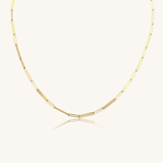 Thin Paperclip Chain Gold Necklace